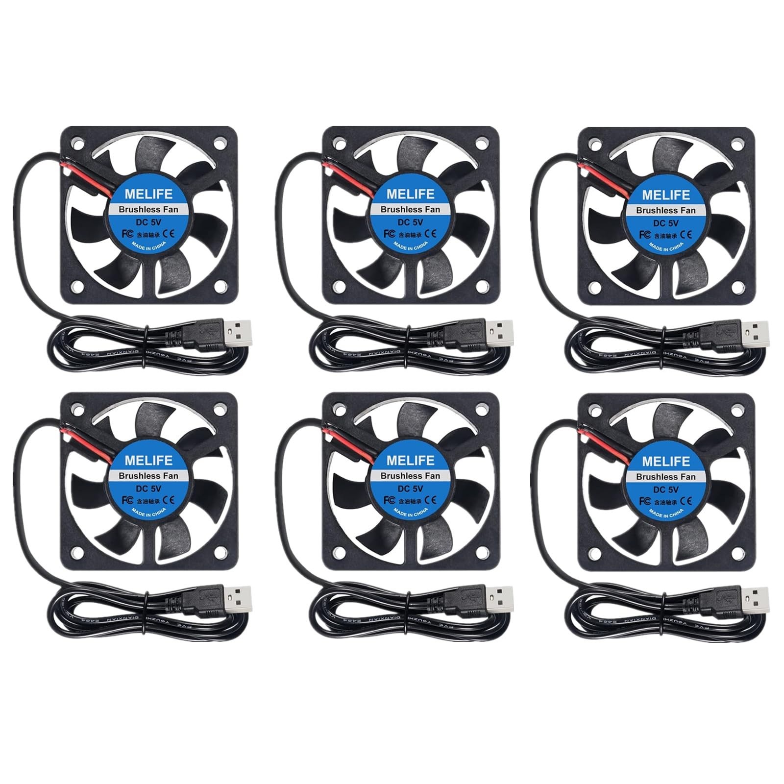 6Pcs 40mm x10mm DC 5V USB Brushless Cooling Fan, Dual Ball Bearing, Quiet...
