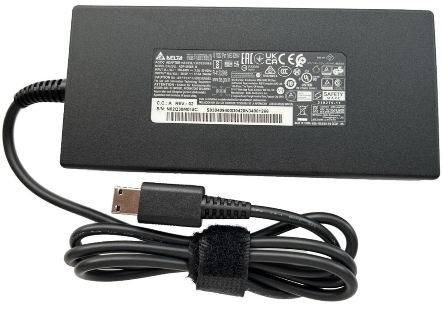 Genuine Delta 240W 20V 12A Power Adapter Charger for MSI Creator 16 Creator Z17