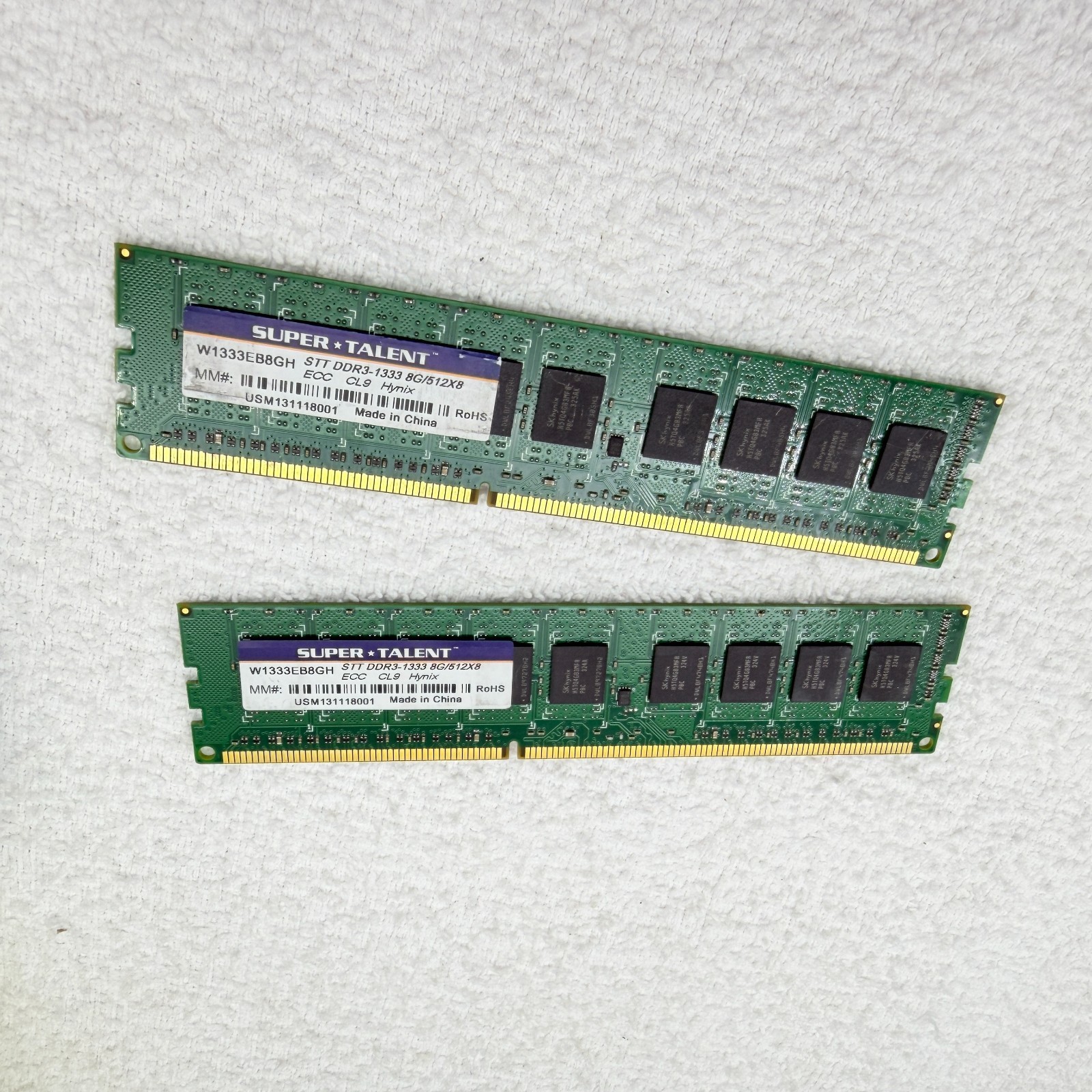 16GB 2x8GB Super Talent DDR3-1333 ECC UDIMM W1333EB8GH Hynix