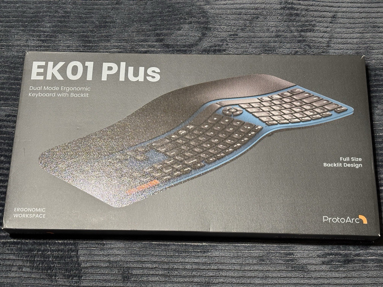 ProtoArc EK01 Plus Ergonomic Split Bluetooth Keyboard USB Wireless Backlit Blue