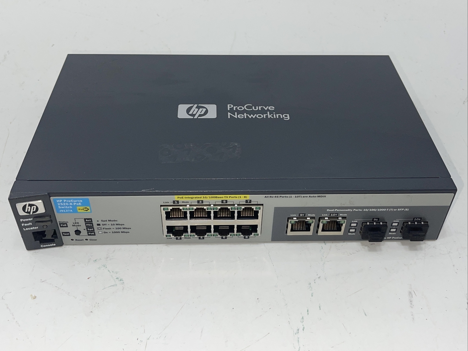 HP ProCurve J9137A 2520-8 POE Ethernet Switch No AC Adaptor Not Able To Test