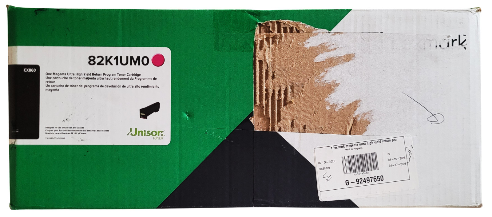 Lexmark 82K1UM0 Magenta Ultra High Yield Toner Cartridge New Sealed-Open Box
