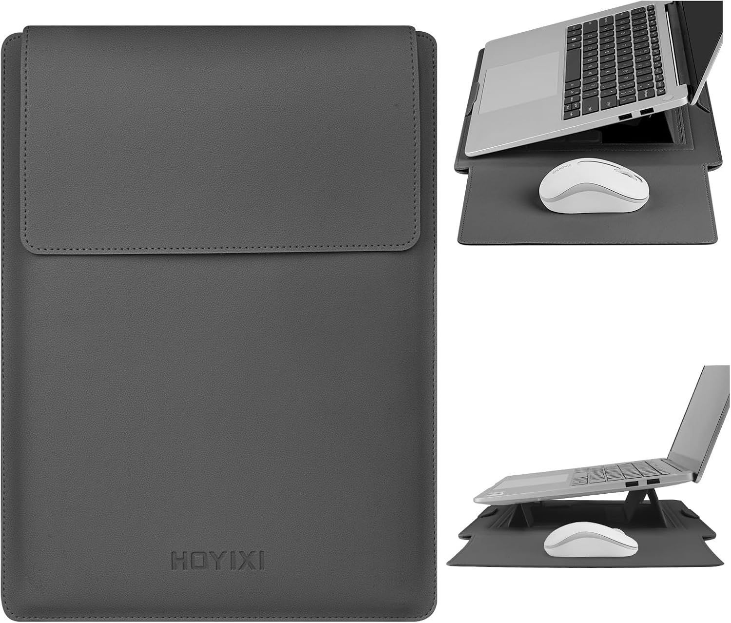 Sleeve for 13.3''/13.6'' Laptop PU Leather with Stand Compatible with MacBook Pr