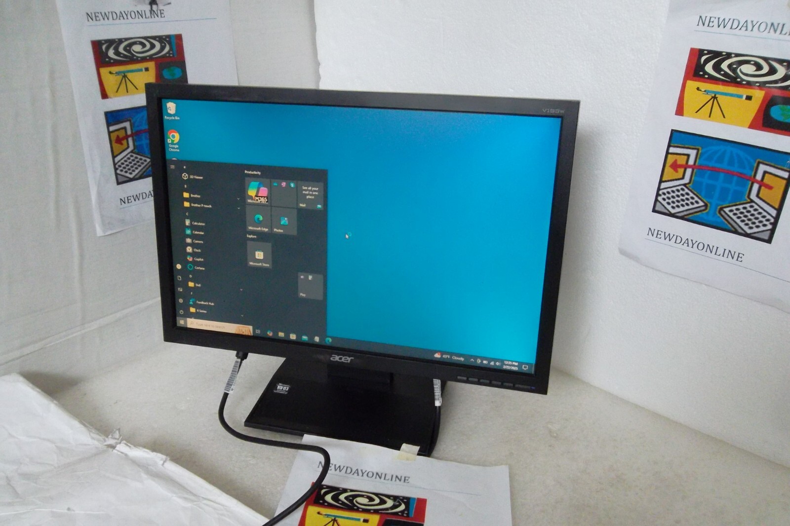 Acer V193w 19"  LCD Monitor Black VGA DVI ET.CV3RP.001/E04 V193w EJb / EJBd