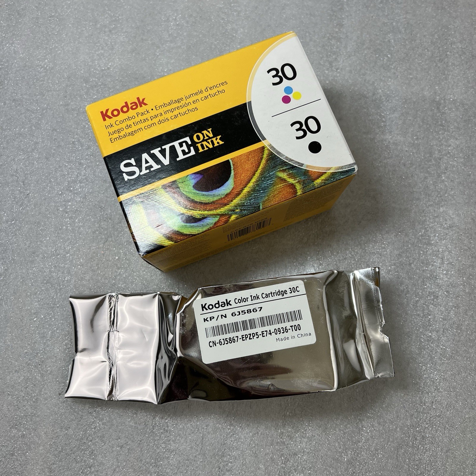 Kodak 30 Tricolor Ink Cartridges Total 3 - 2 Color, 1 Black NIB- Sealed Package
