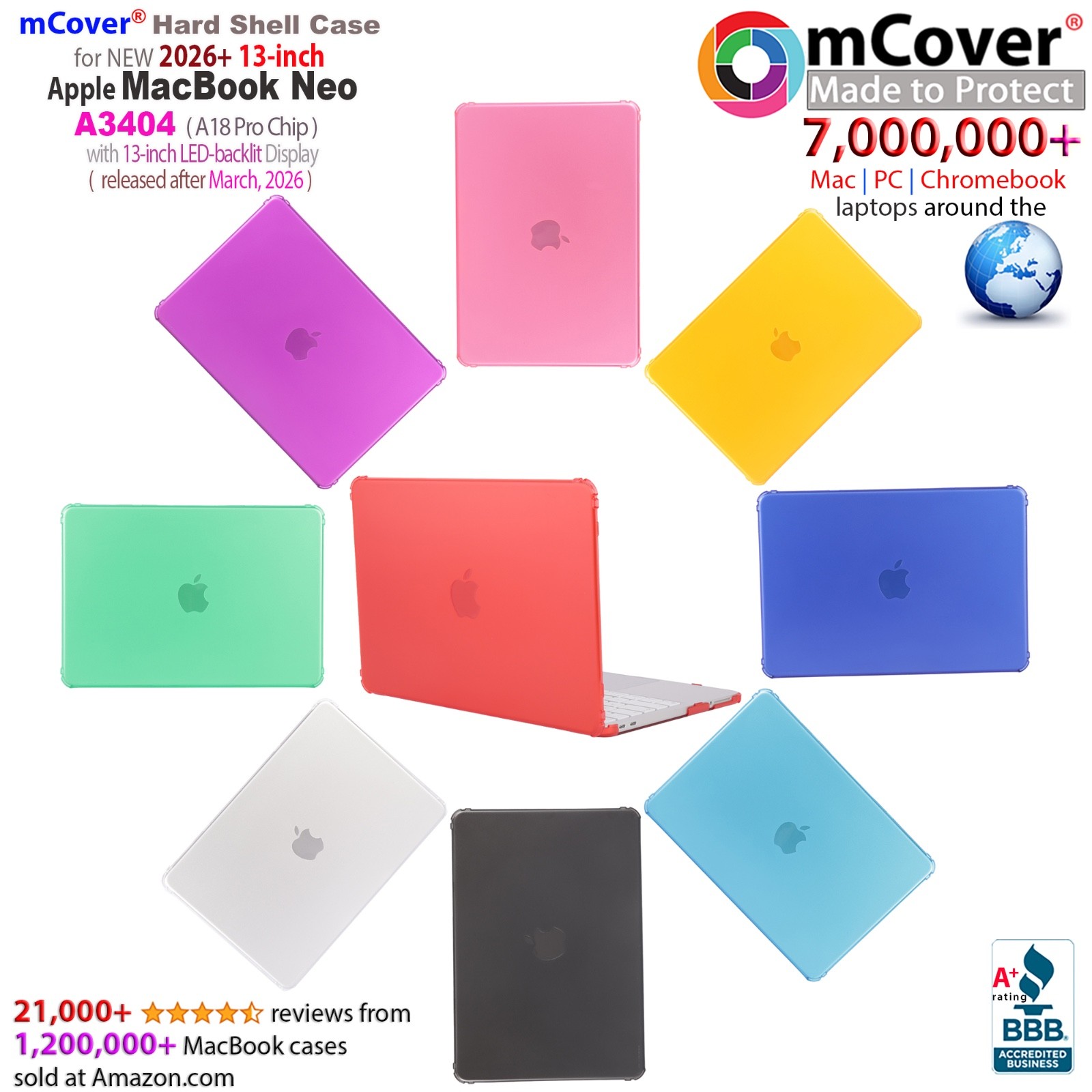 mCover® CASE for 2026+ 13" Apple MacBook Neo Model A3404 Laptop w/ A18 Pro Chip