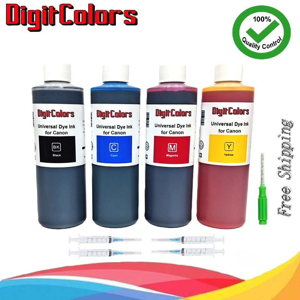 4x250ml Ink Cartridge Refill Kit Bottles for Canon Inkjet Printers