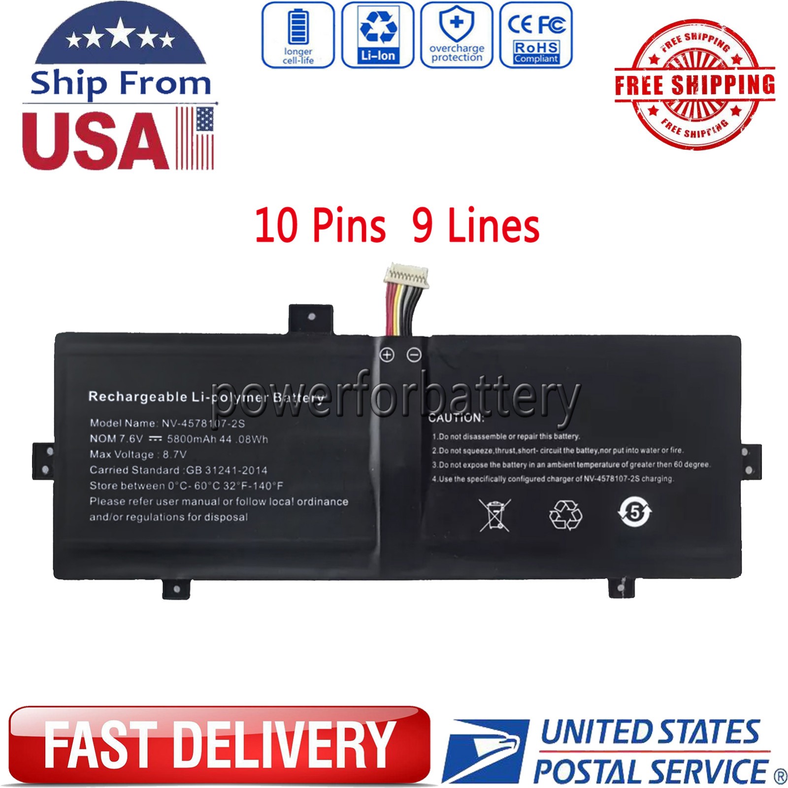 U3478110PV-2S1P NV-4578107-2S 7.6V New Laptop Battery For JUMPER ezbook s5 go 