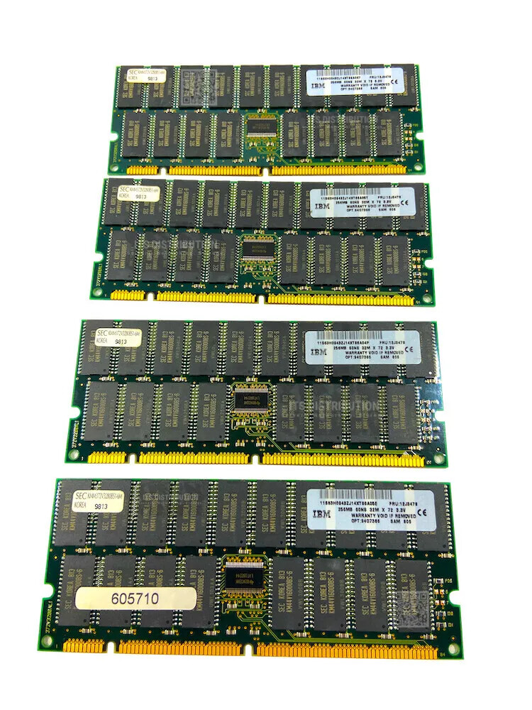 94G7386 I GENUINE IBM 1GB 4x256MB ECC 60NS Memory 12J3478 FPM DRAM DIMM