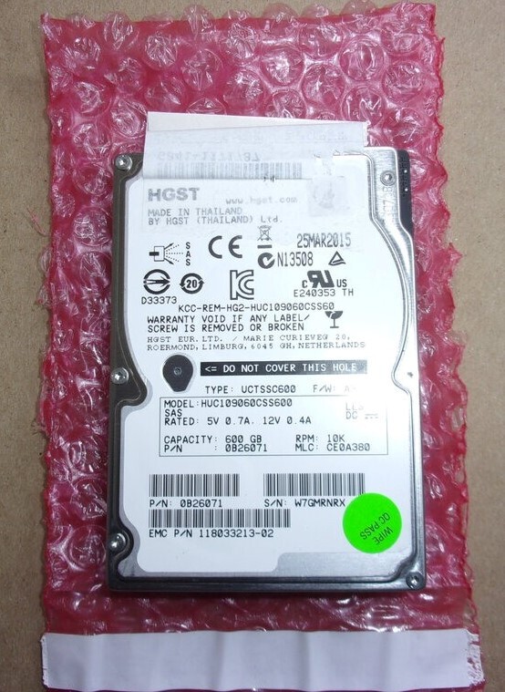 HGST HUC109060CSS600 0B26071 EMC Hard Drive 600GB 2.5" SAS