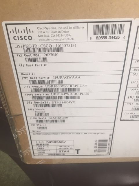 Cisco UBR10-PWR-DC-PLUS 3300 W DC PEM for uBR10012 UBR (NEW)