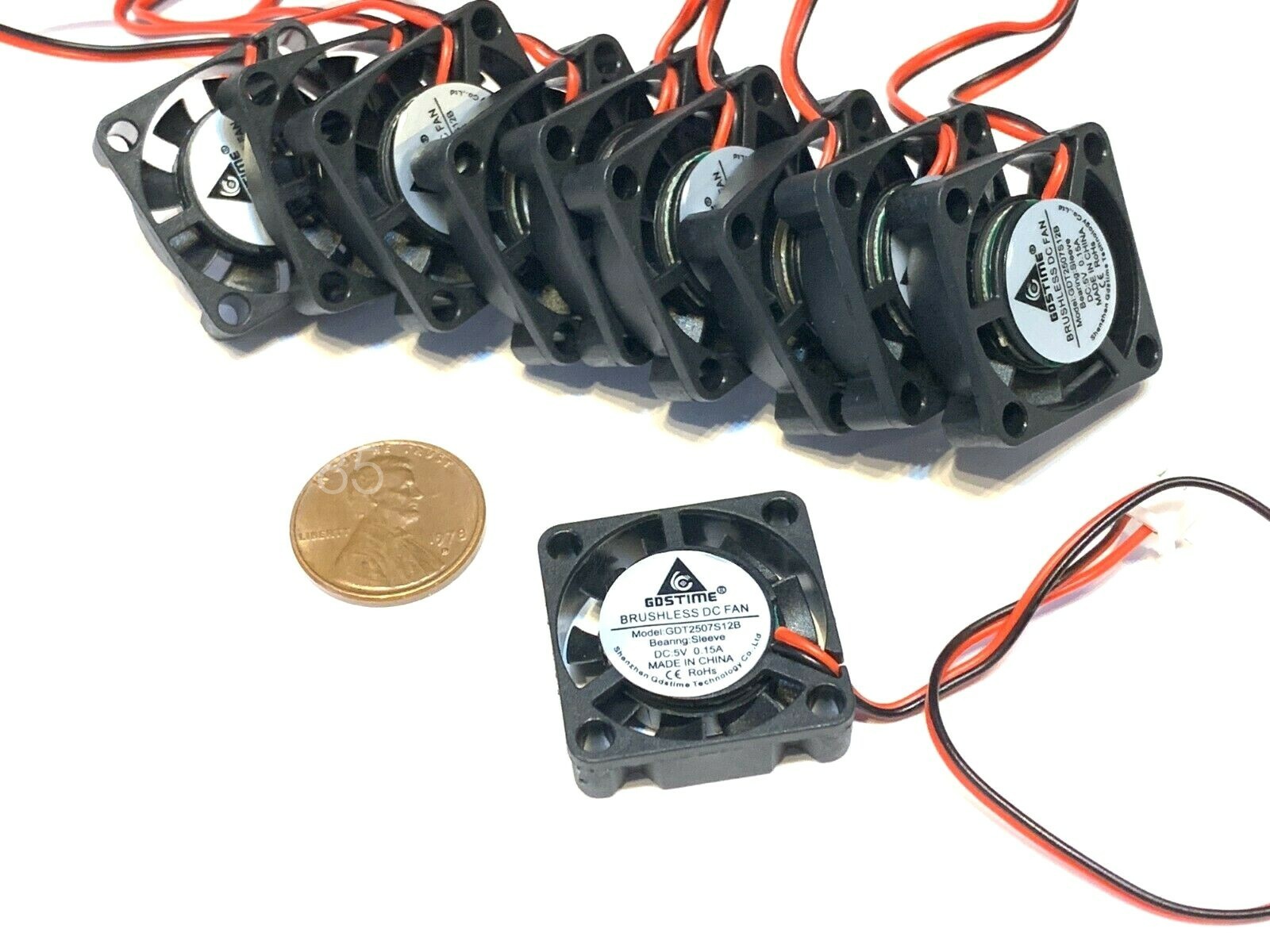 10 Pieces 5v Fan mini 25mm x 7mm 2pin 2507 dc mini micro brushless cooling