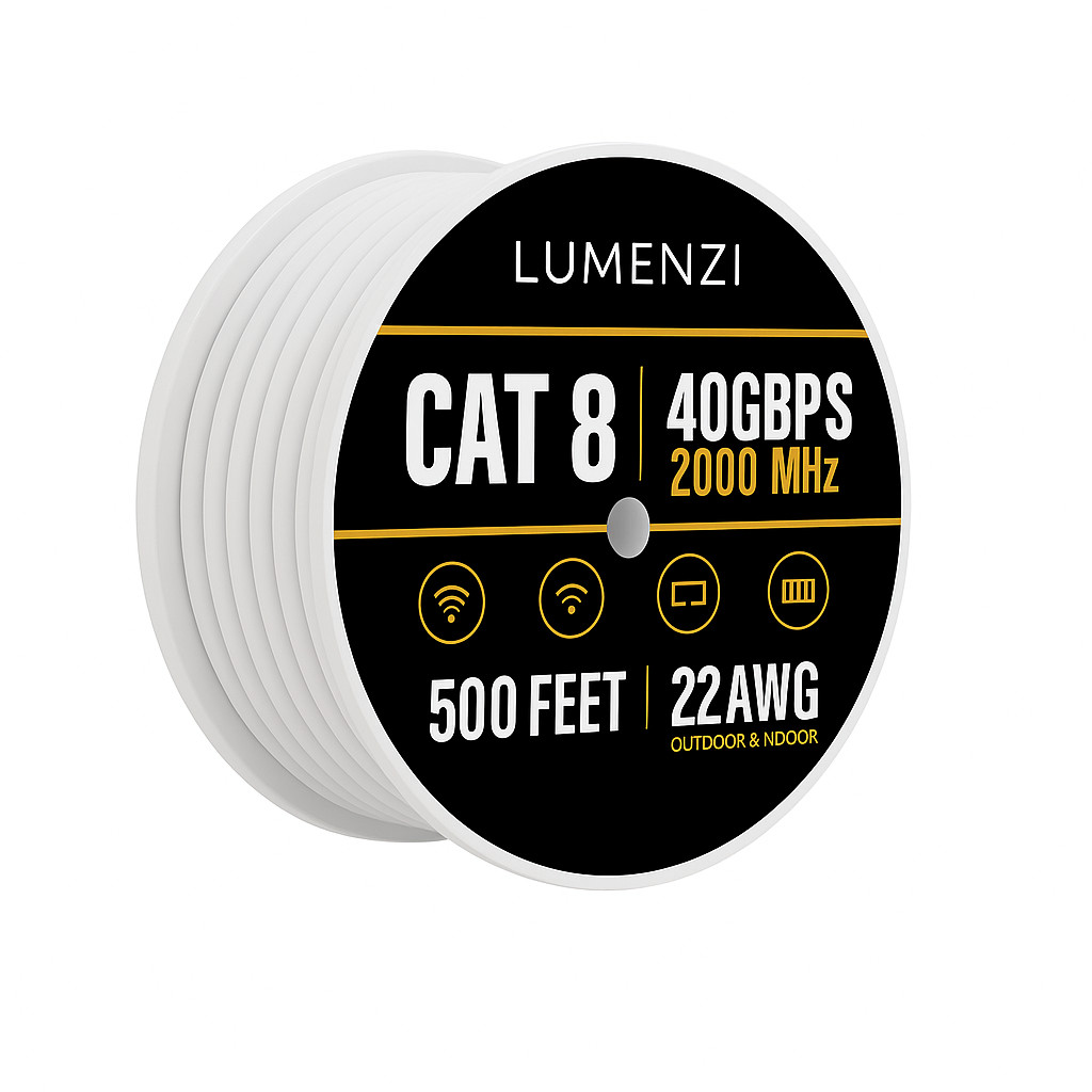 Cat8 Round Ethernet Cable 500ft 1000ft High-Speed LAN Network Patch Cable