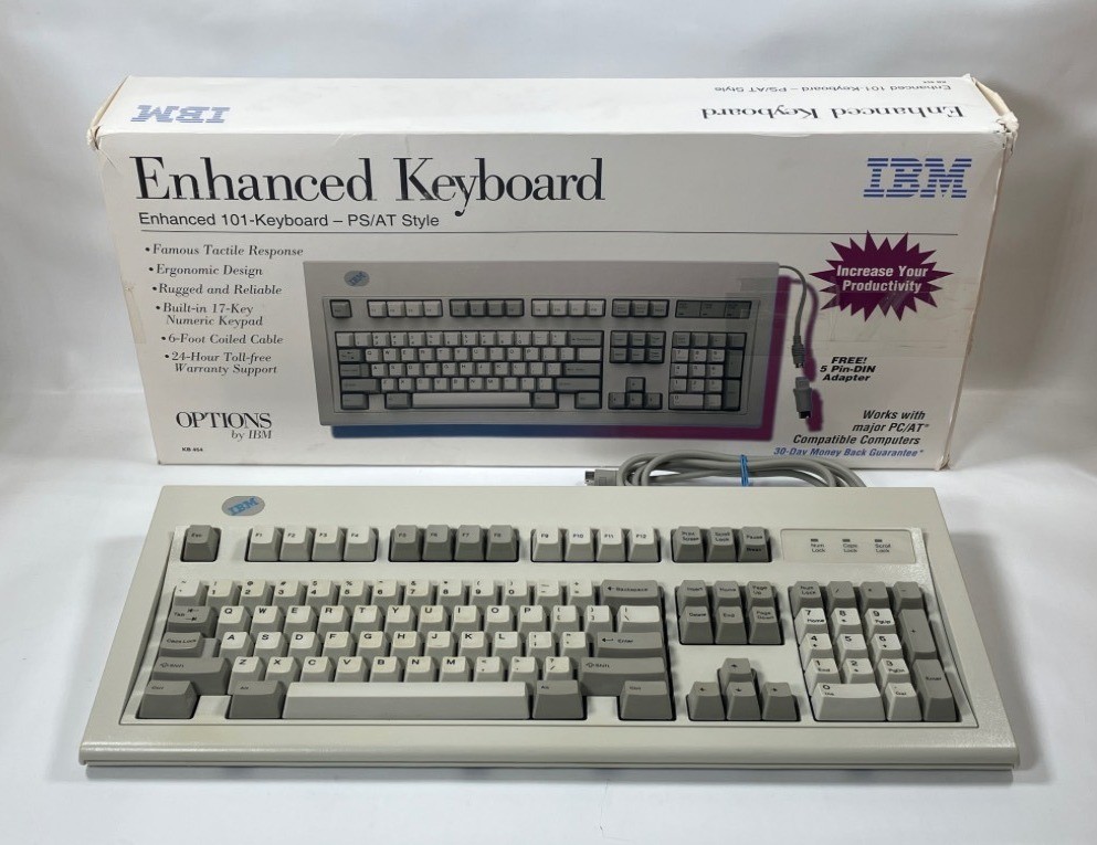 1995 Retro IBM Model M KB 454 Enhanced 101-Keyboard PS/AT QWERTY 92G7454 w/ Box