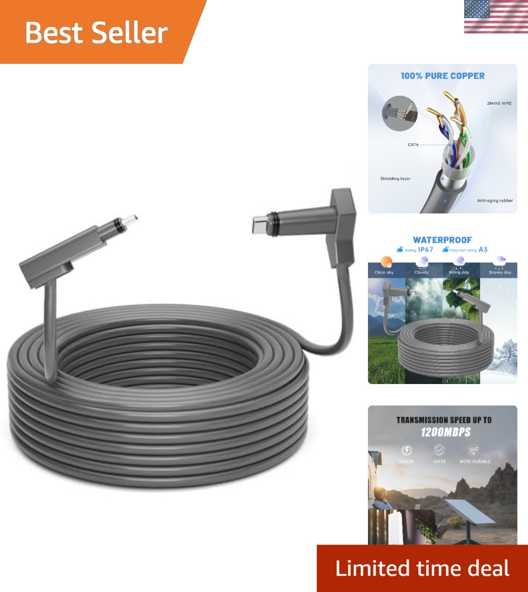 Durable 30FT Cat 6 Ethernet Cable for Starlink Gen 2 - All-Weather Reliability