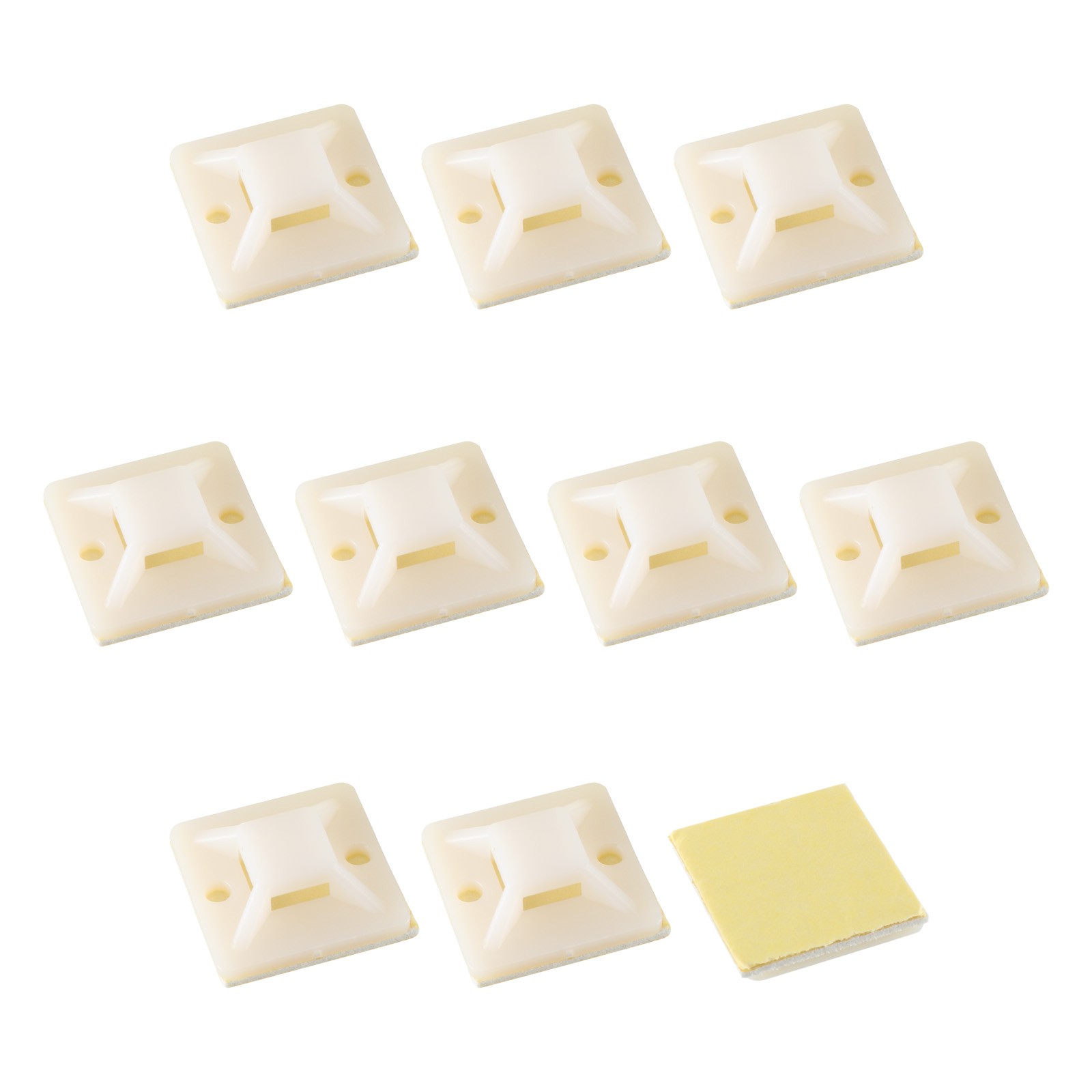 Cable Fixing Base Self-Adhesive Wire Tie 0.24 Inch / White, Yellow/ 60 Pcs