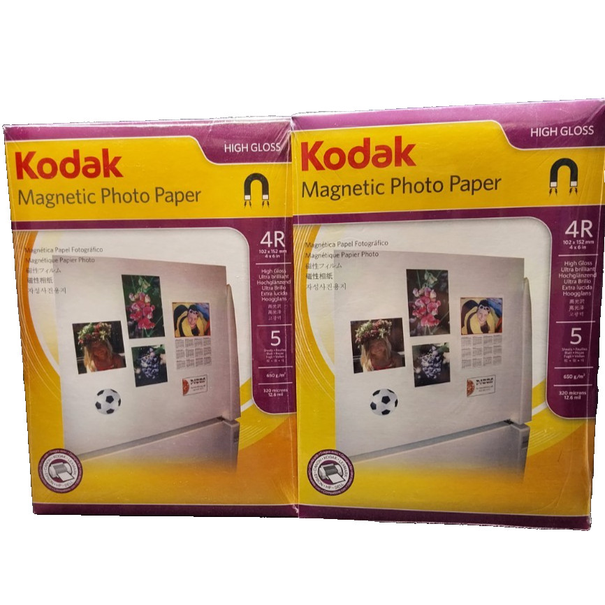 Two Packs Of Five Kodak 4 x 6 in High Gloss Magnetic Photo Paper