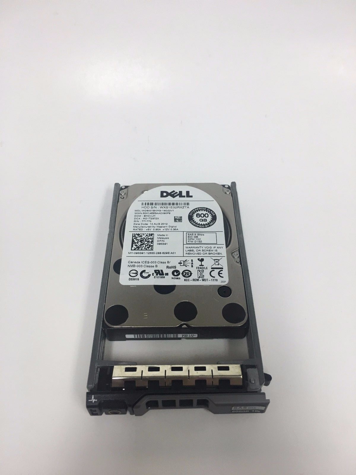 96G91 Dell 600GB 10K 6GBps 2.5" WD6001BKHG 096G91 HARD DRIVE W/TRAY