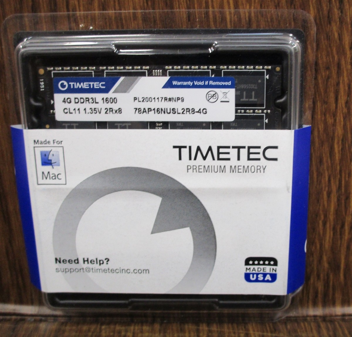 TIMETEC 8GB 2x 4GB DDR3L 1600 CL11 1.35v 2Rx8 Premium Memory MAC SODIMM NEW