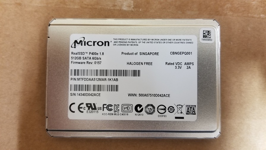 Micron MTFDDAA512MAR-1K1AB P400e 512Gb SATA-III 6Gbps MLC 1.8-Inch SSD *New*