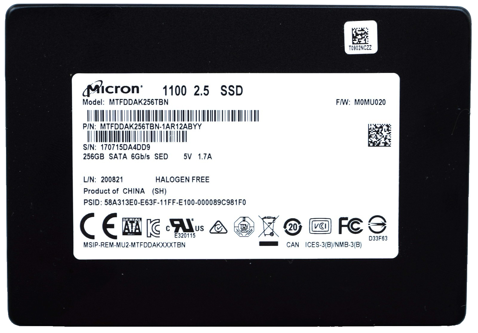 MTFDDAK256TBN-1AR12ABYY OEM For Micron 1100 2.5" 256GB SATA 6Gb/s SSD
