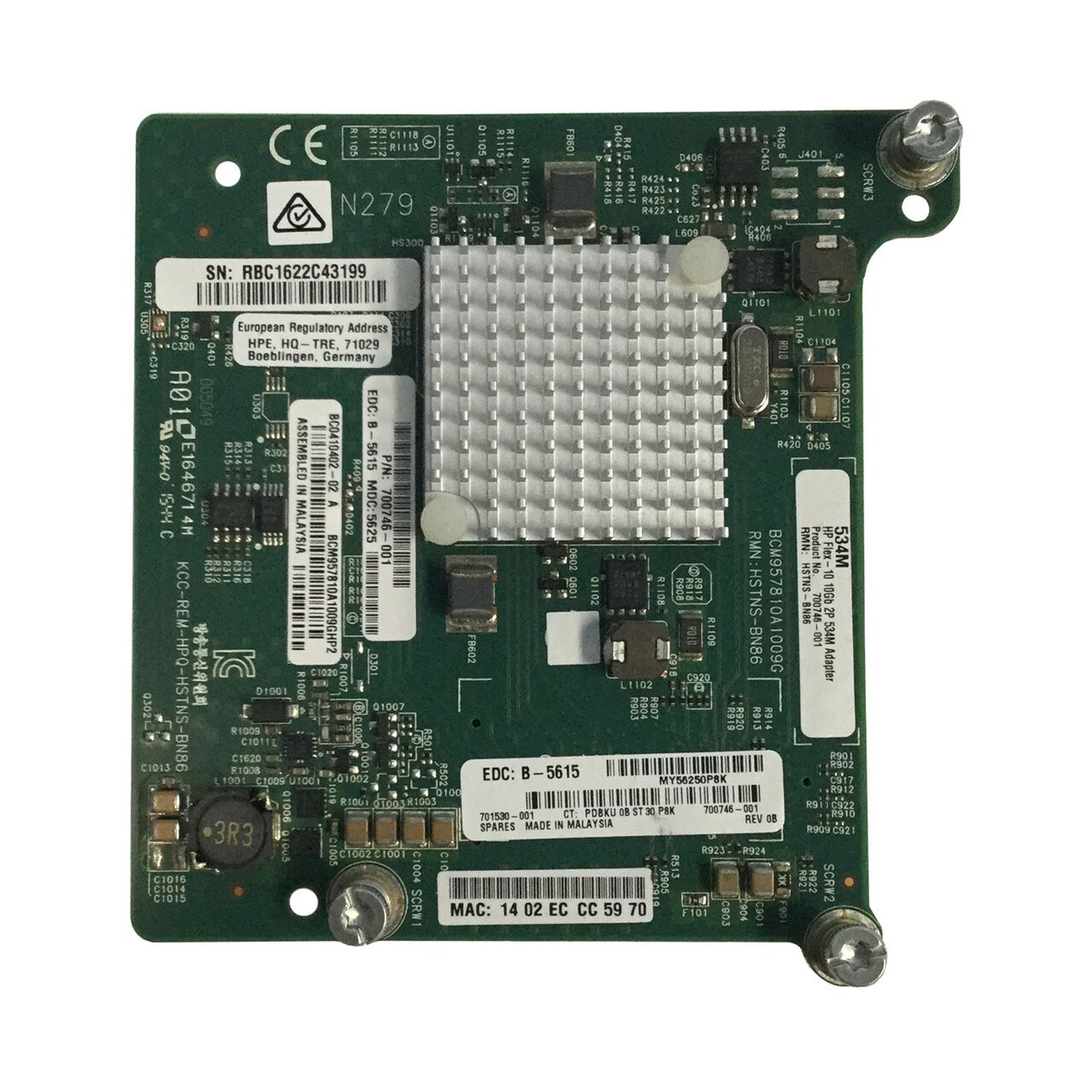 HPe 701530-001 FlexFabric 534M Dual Port 10GB 700748-B21 700746-001