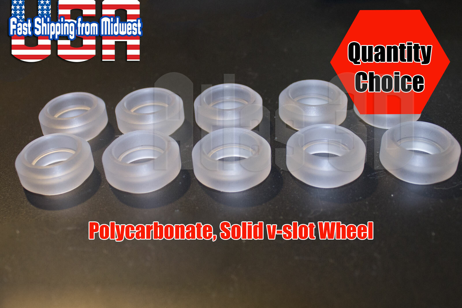 PolyCarbonate Solid V Wheel for V-Slot, 2020 Extrusion, Compatible w/ Openbuilds