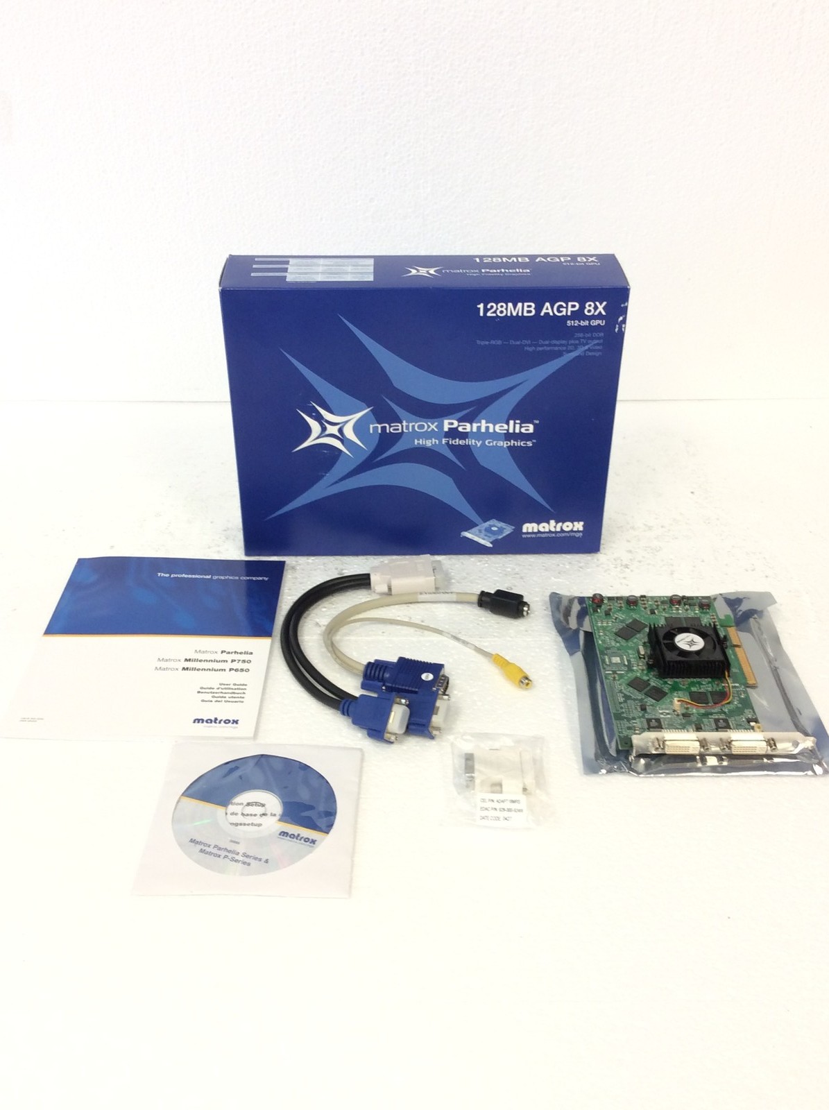 NEW Matrox Parhelia PH-A8X128 Graphics Card AGP 8x Dual DVI Video Card,FREE SHIP