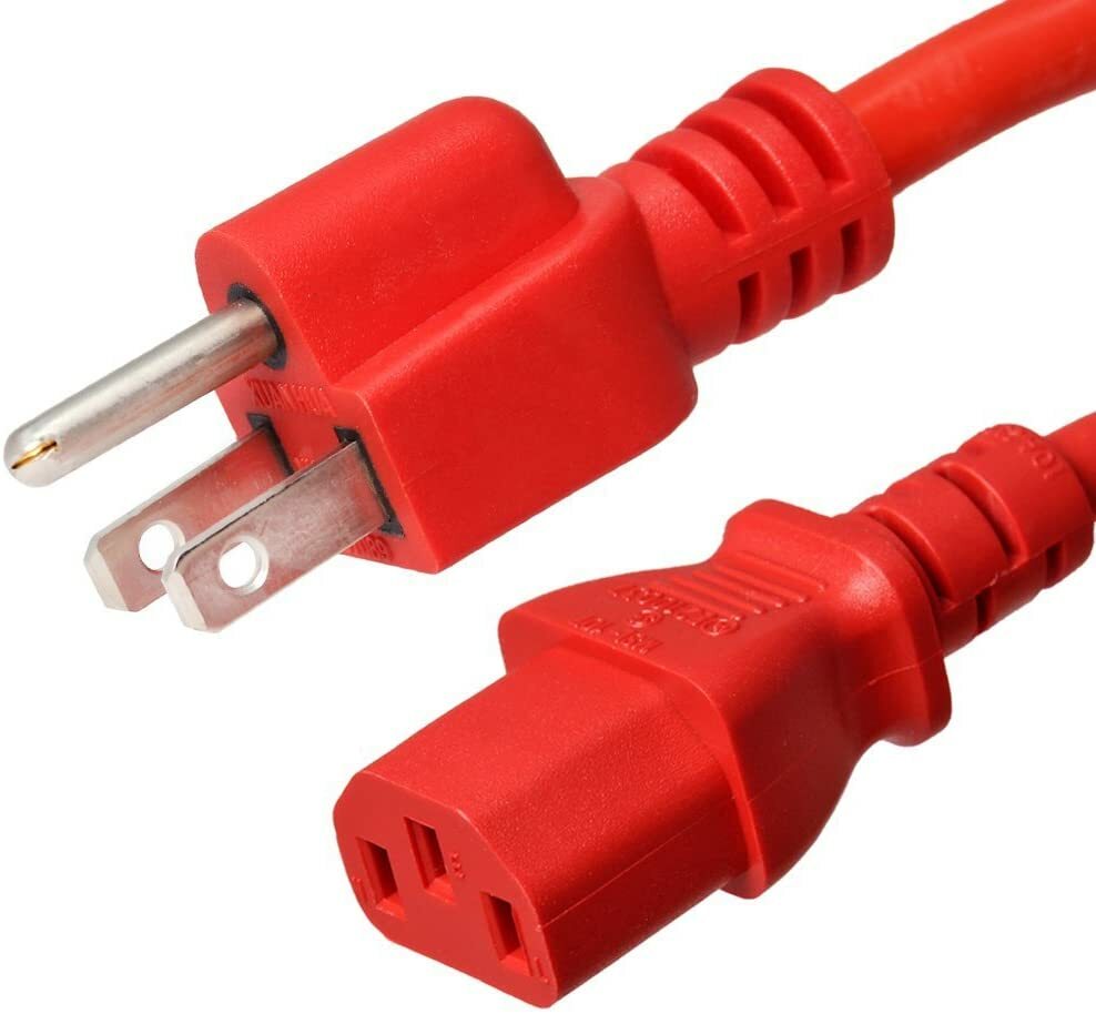 20 PACK LOT 6ft NEMA 5-15P - C13 Red Power Cord 18AWG 10A/1250W 125V 3-Prong 2M