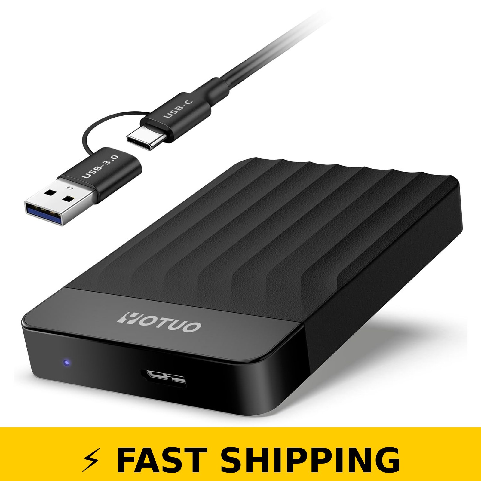 YOTUO 500GB External Hard Drive, USB 3.0 & USB-C, Portable HDD, Black