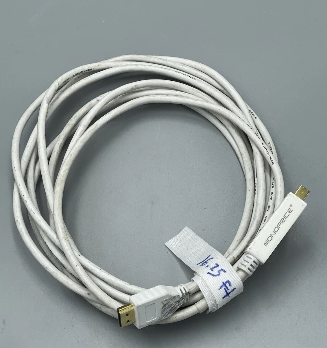 Monoprice Mini DisplayPort to HDMI w/Audio 16.25 ft 32AWG White Cable