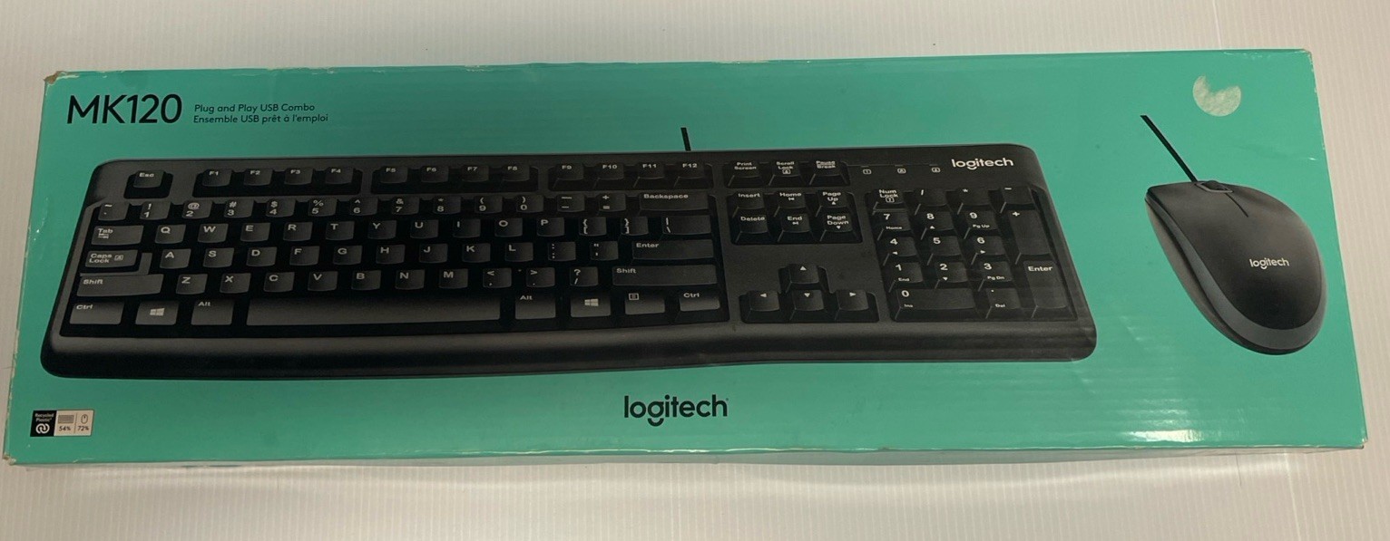 Logitech Full Size Corded Keyboard and Mouse Combo MK120 New in Original Box