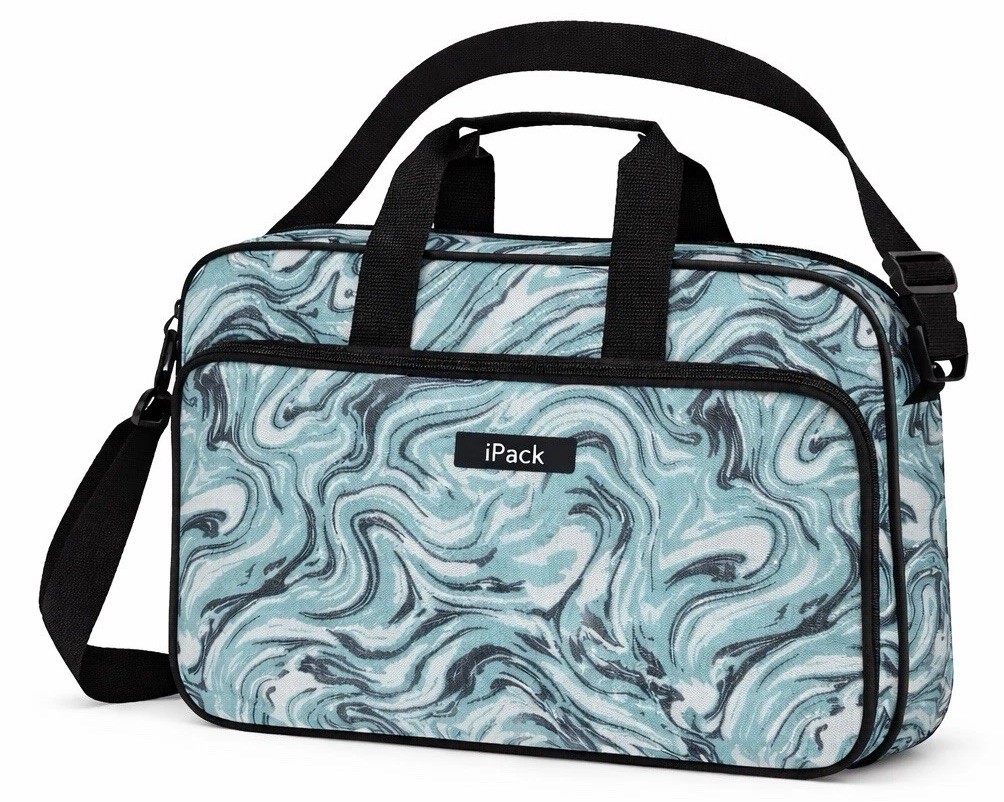 iPack 16 Inch Blue Marble Laptop Briefcase Messenger Bag Padded Computer Case