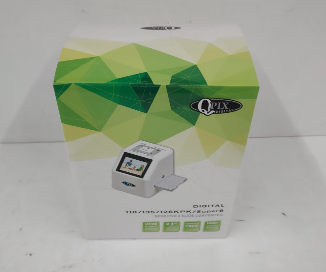 QPix Digital Film & Slide Scanner 22MP 14MP 135 110 126KPK Super8. No Card