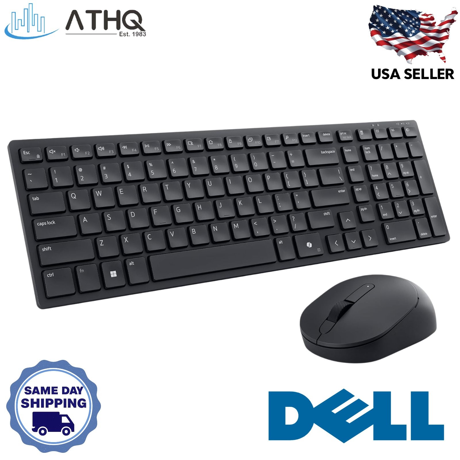 Dell KM555 Silent Compact Wireless Keyboard Mouse Combo Bluetooth USB Black NEW