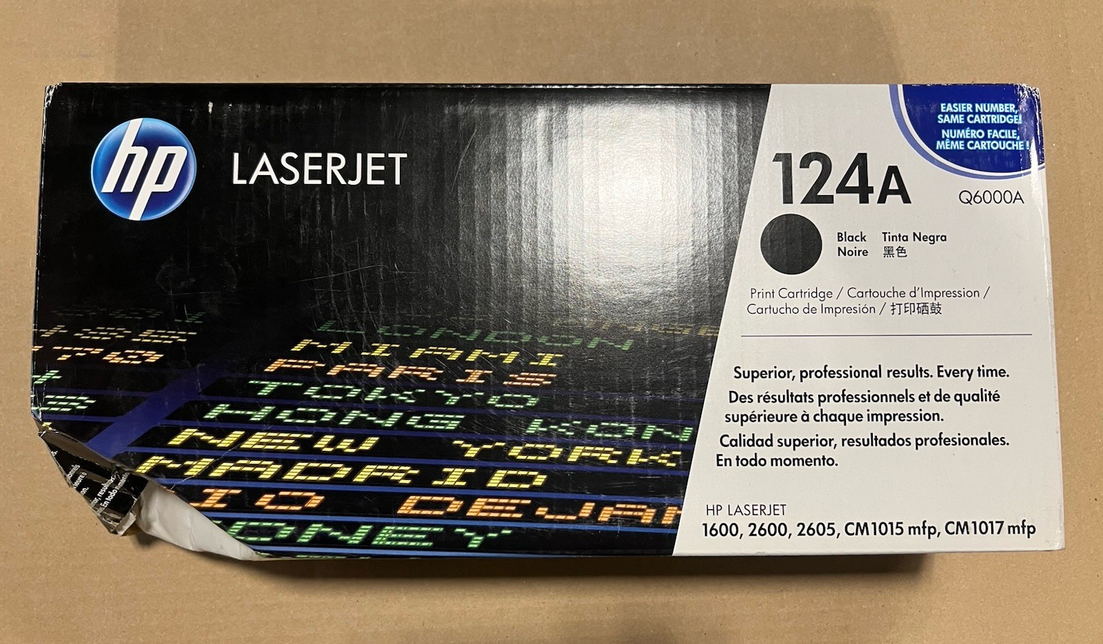 Genuine HP Q6000A, 124A, Black Toner Cartridge, OEM-Open/Worn Box