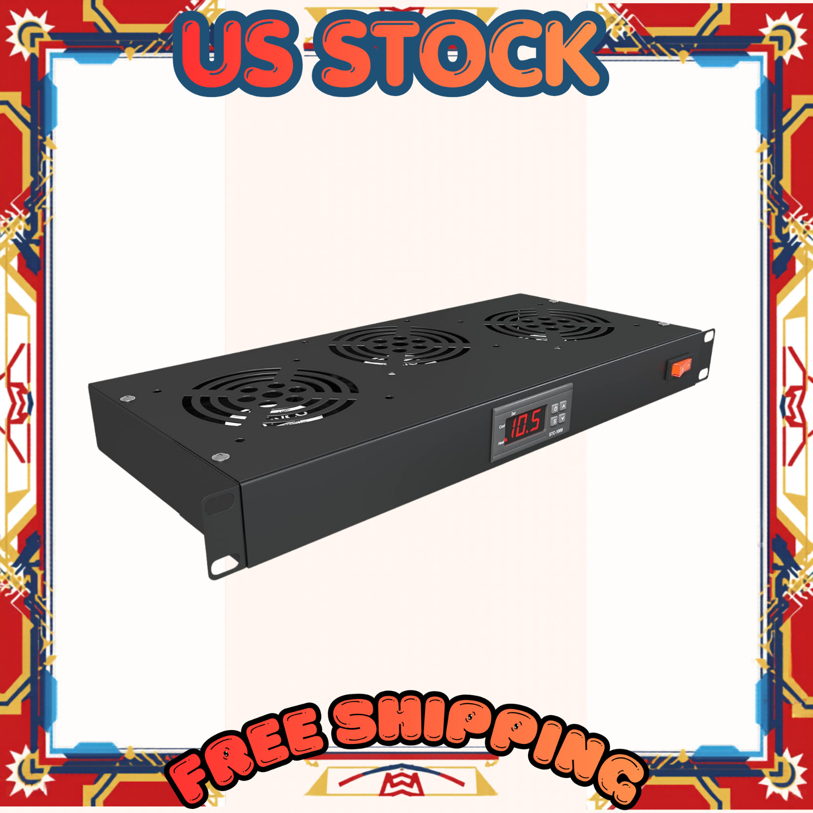 Rack Mount Fan - 3 Fan Server Cooling System - 1U 19"