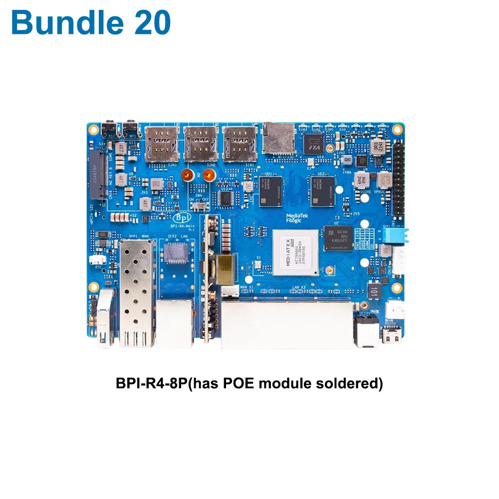 8GB RAM Banana Pi BPI-R4 Router Board with WiFi7 MediaTek MT7988A Internet Servi