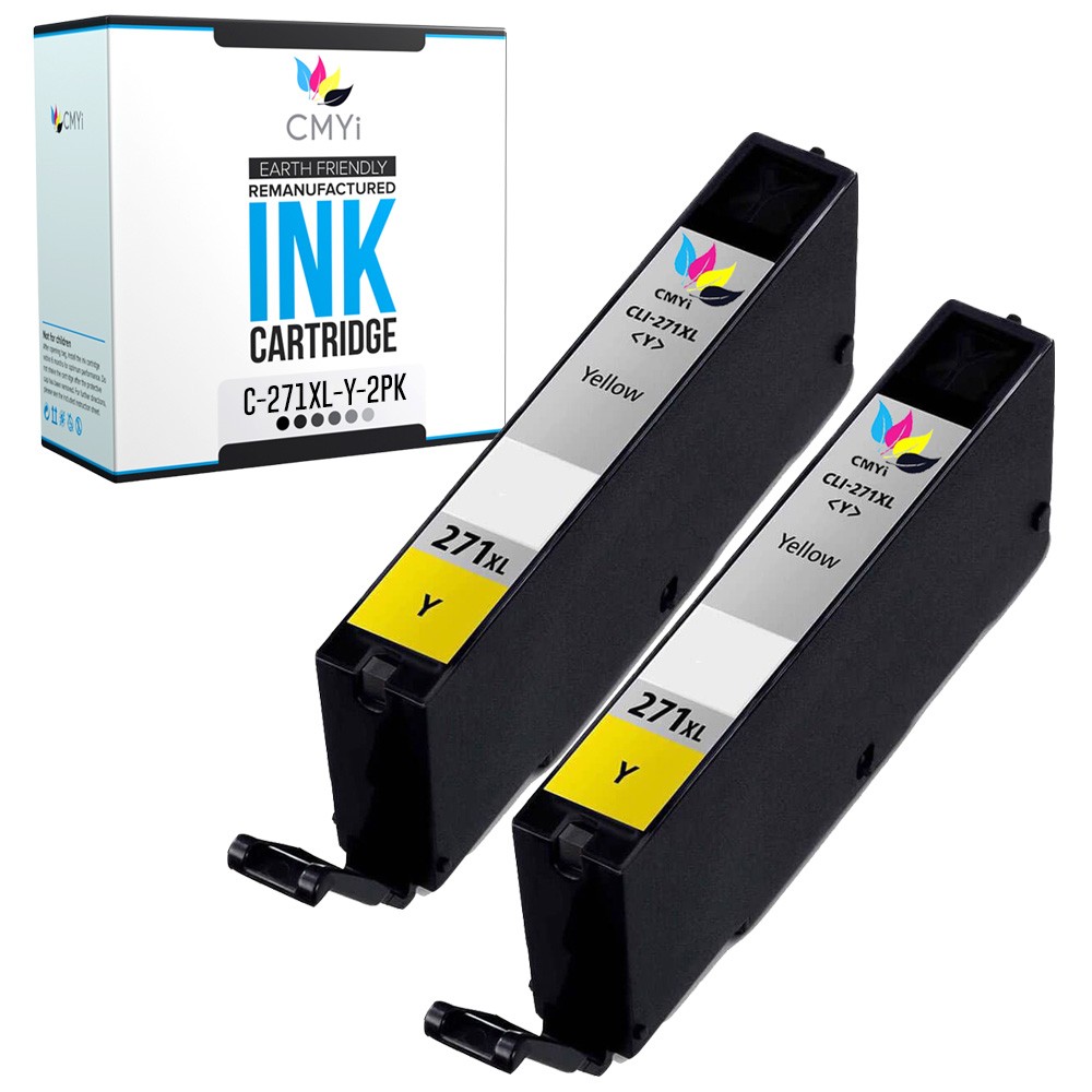 CMYi 2PK CLI-271XL Yellow Ink Cartridges for Canon PIXMA TS5020 TS8020 TS9020