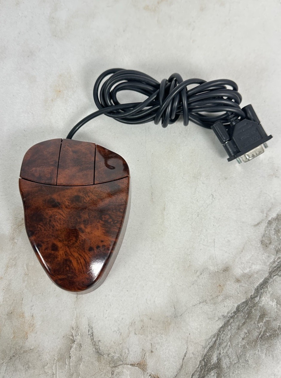 Vintage Logitech MouseMan Sensa, Wurzelholz-Design serial wood grain mouse RARE