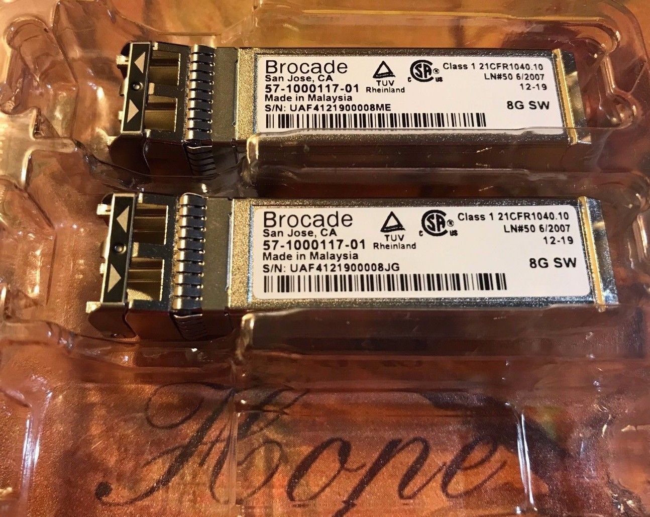 2x Brocade 57-1000117-01 8GB FC 850nm 150m SW XBR-000163 SFP+ Transceiver 100pc