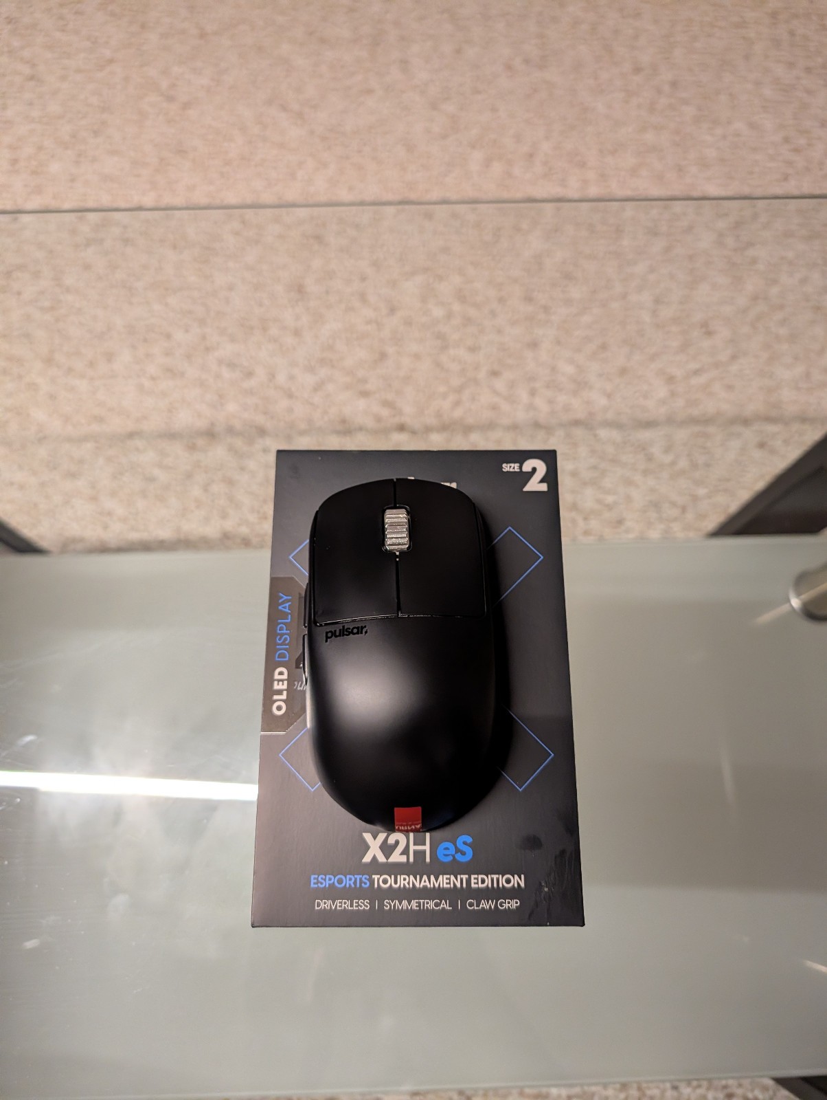 Pulsar X2H eS Wireless Gaming Mouse - Size 2 Medium Black w/ Superglides CIB