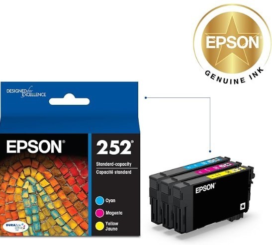 Espon 252 Standard Capacity Tri-Color Ink Cartridges (C/M/Y) Brand New READ