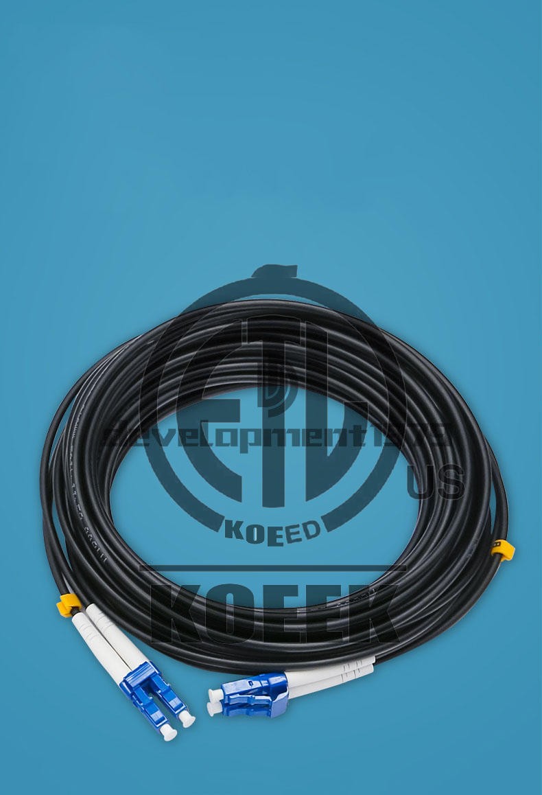 Black Armored Fiber Cable LC-LC UPC SM 9/125 Duplex Fiber Optic Patch Cord 350M~