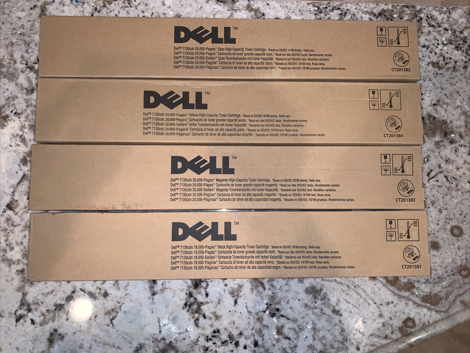 Original Dell 7130cdn, 3GDT0, J56D2, 7FY16, FRPPK (4 Pack) CYMK