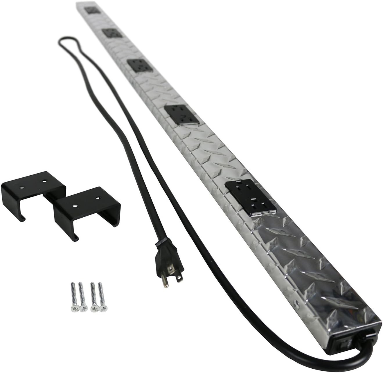 Power Strip Diamond Plate 4ft 10 Outlet Plugmold Heavy Duty For Garage Workshop