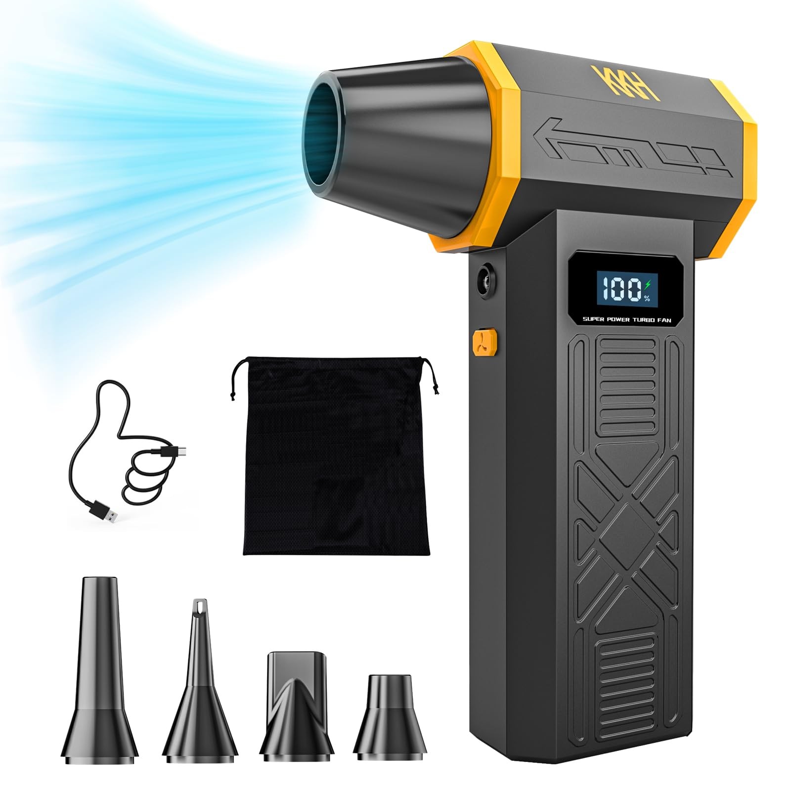 Portable Electric Air Duster with Led Light, Powerful 120000RPM 4 Speed Adjustab