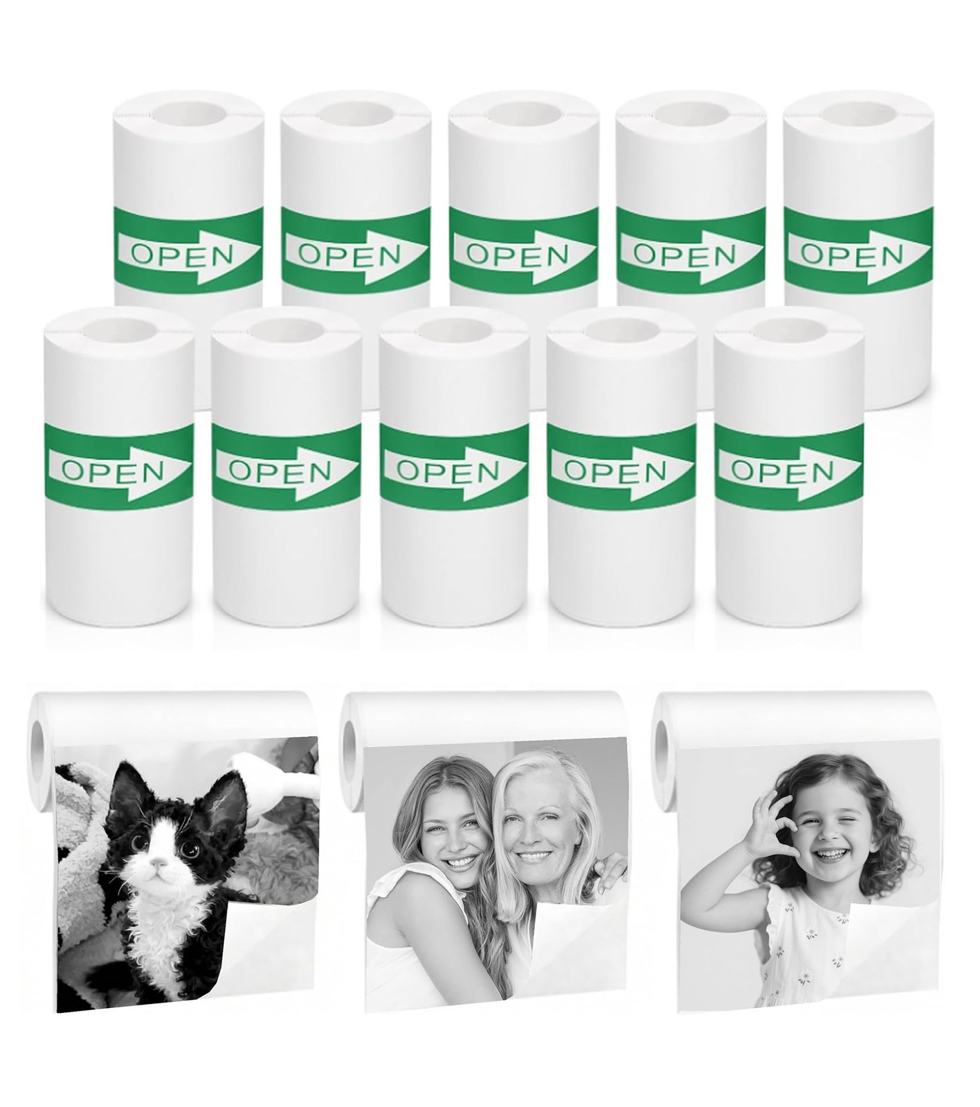 10 Rolls Mini Thermal Printer Sticker Paper - 57mm x 25mm | BPS/BPA-Free | Se...