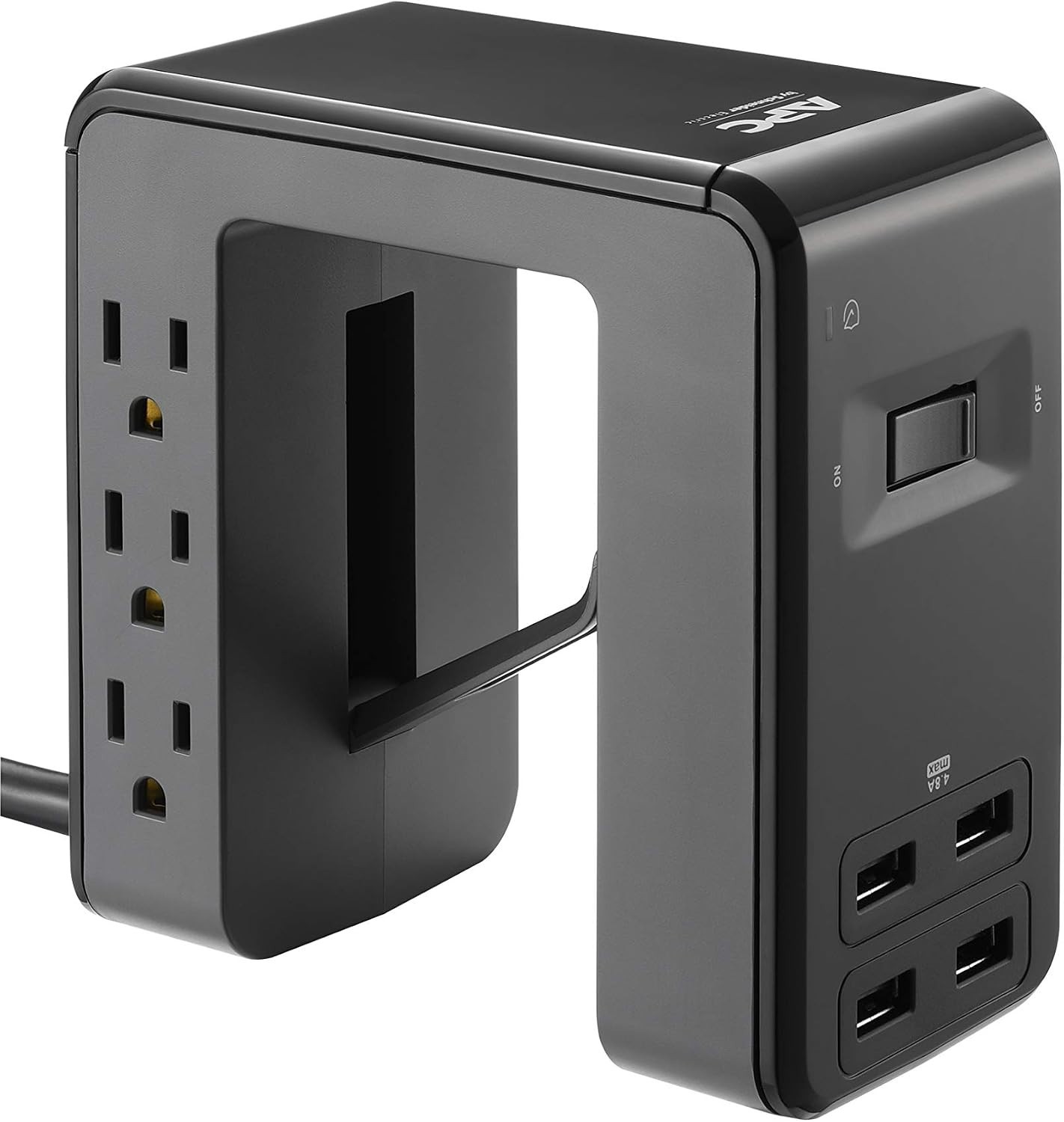 APC Desk Mount Power Station PE6U4, U-Shaped Surge Protector with USB Ports