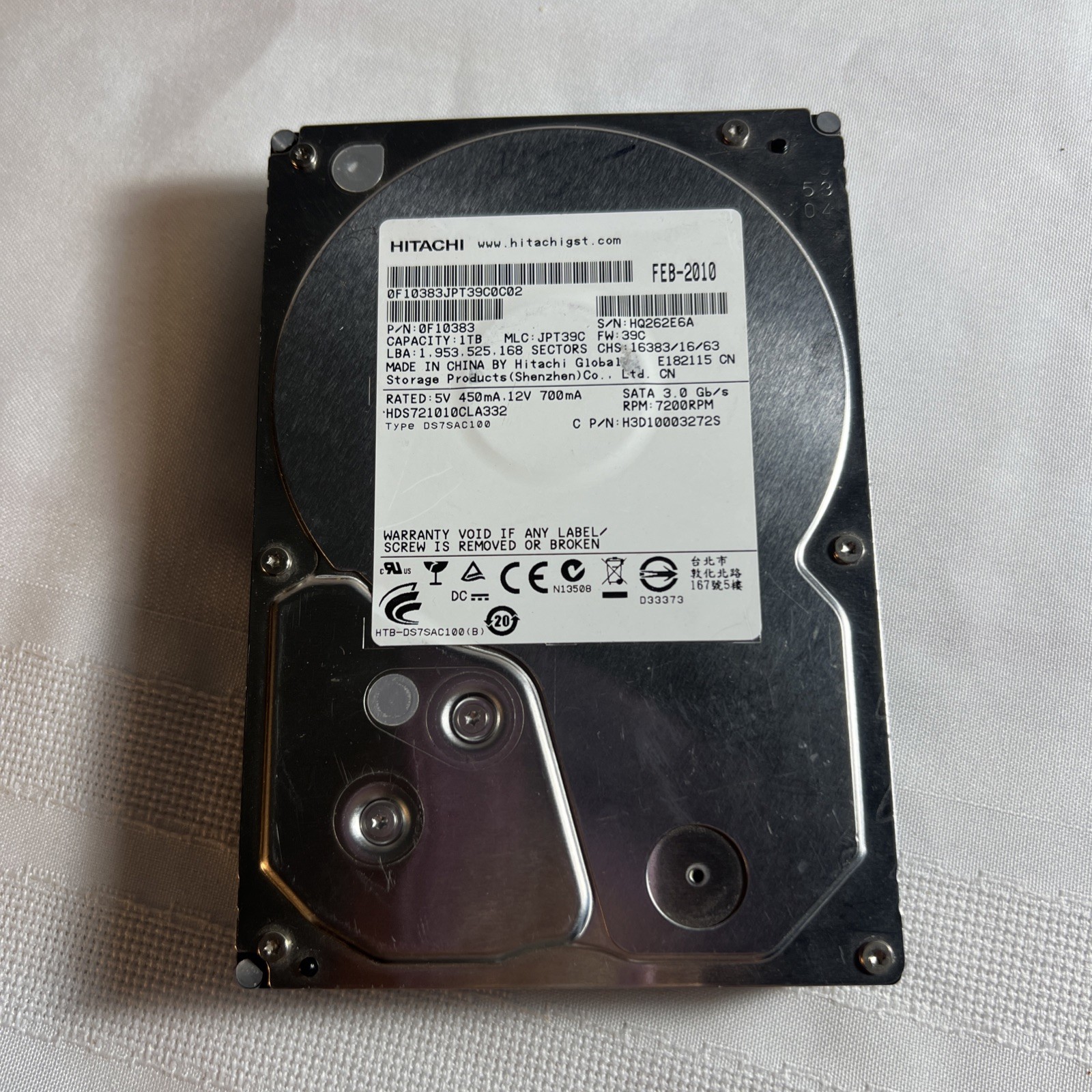 Hitachi Deskstar 7K1000 1000GB Internal 7200RPM 3.5" (0A35155)